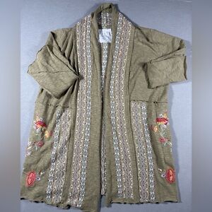 Caite Embroidered Cardigan Jacket Green Size large